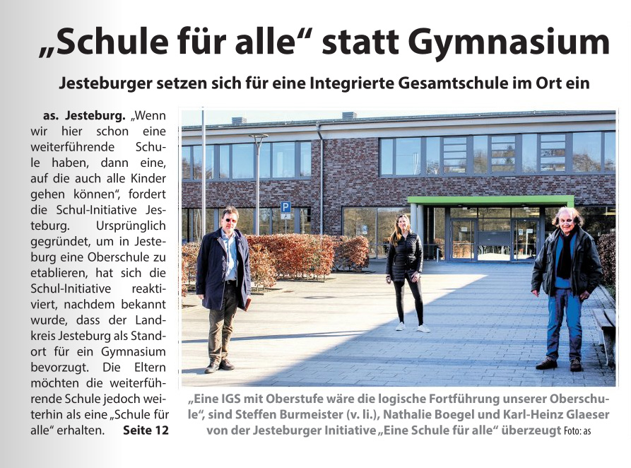 Presse: „Schule für alle“ statt Gymnasium