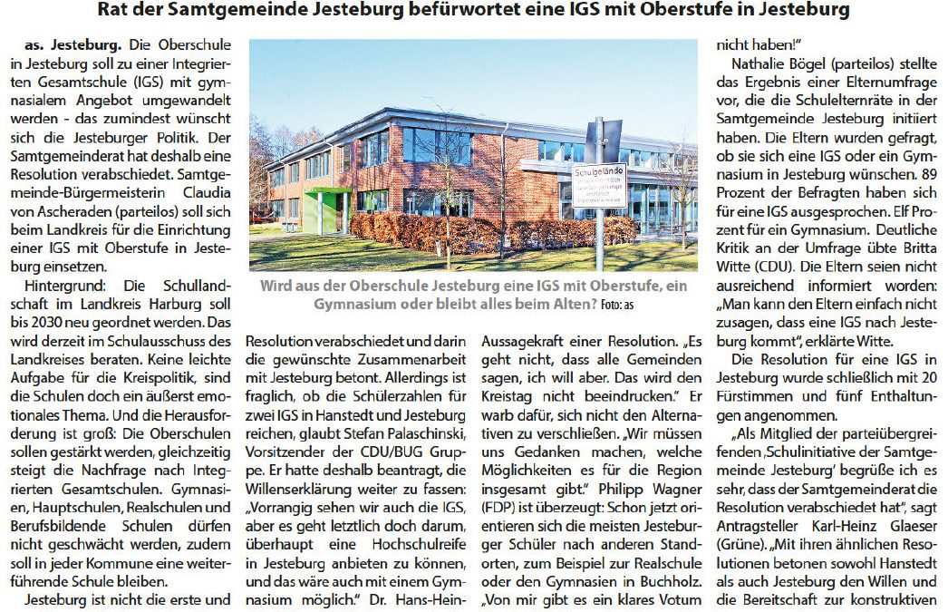 Presse: Das Abitur am Heimatort machen