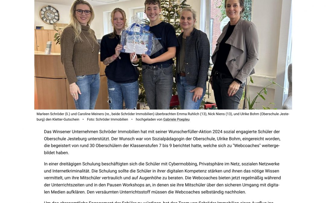 Webcoaches dürfen klettern lernen